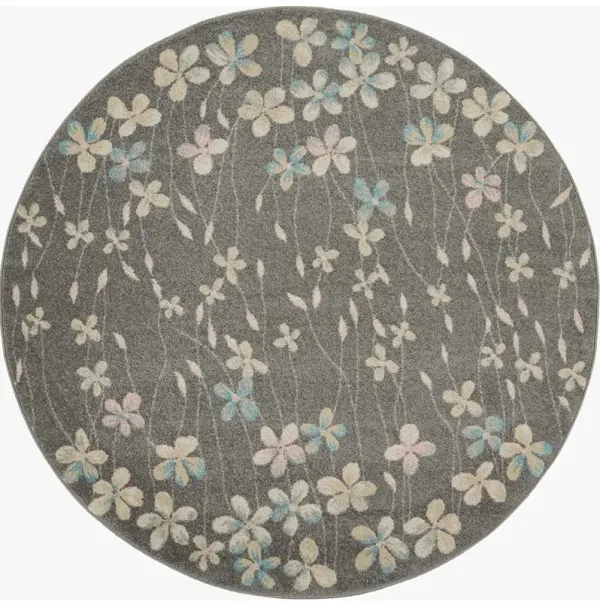 Tranquil TRA04 Gray/Beige 5'3" x Round Rug