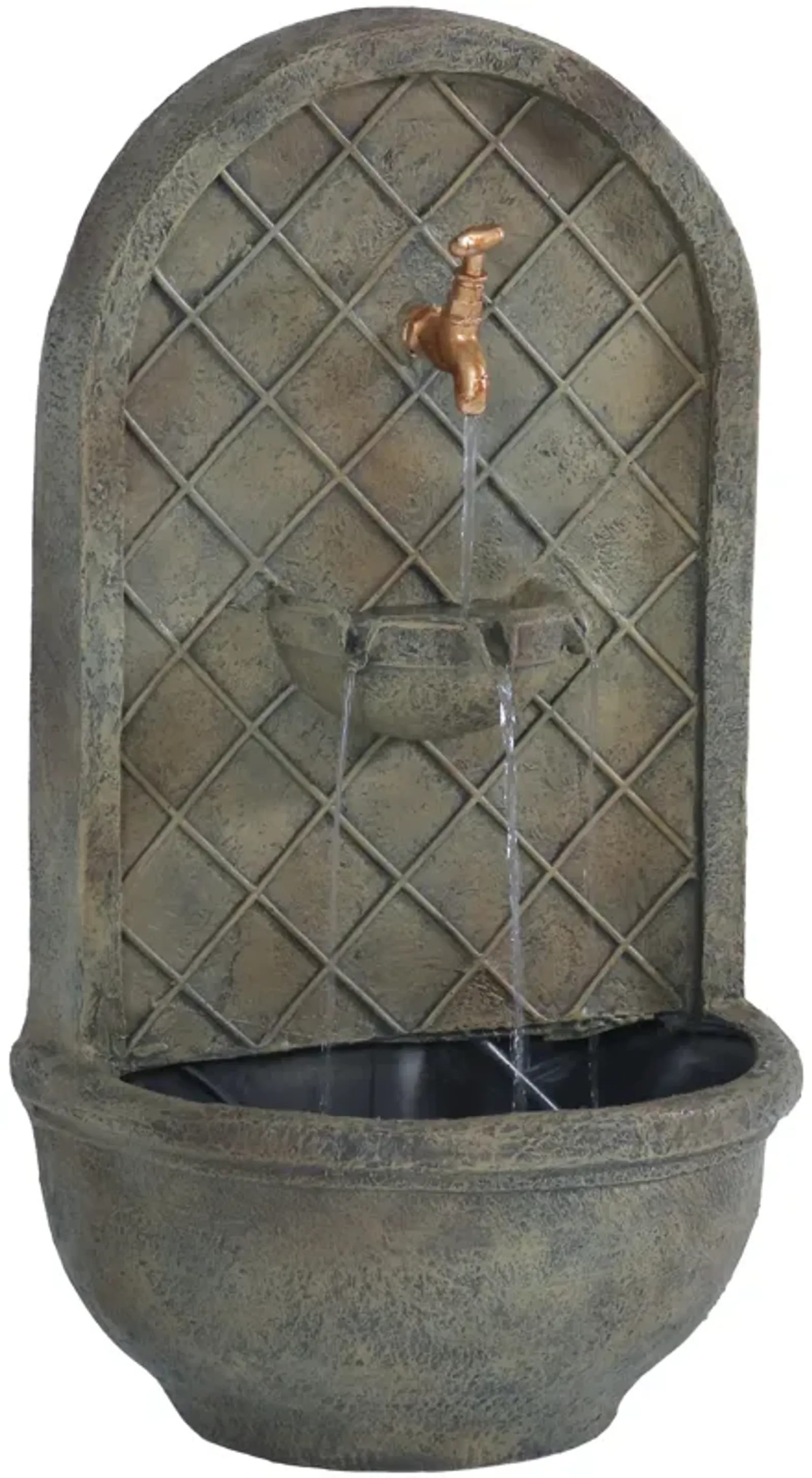 Sunnydaze Messina Outdoor Solar Wall Fountain with Battery