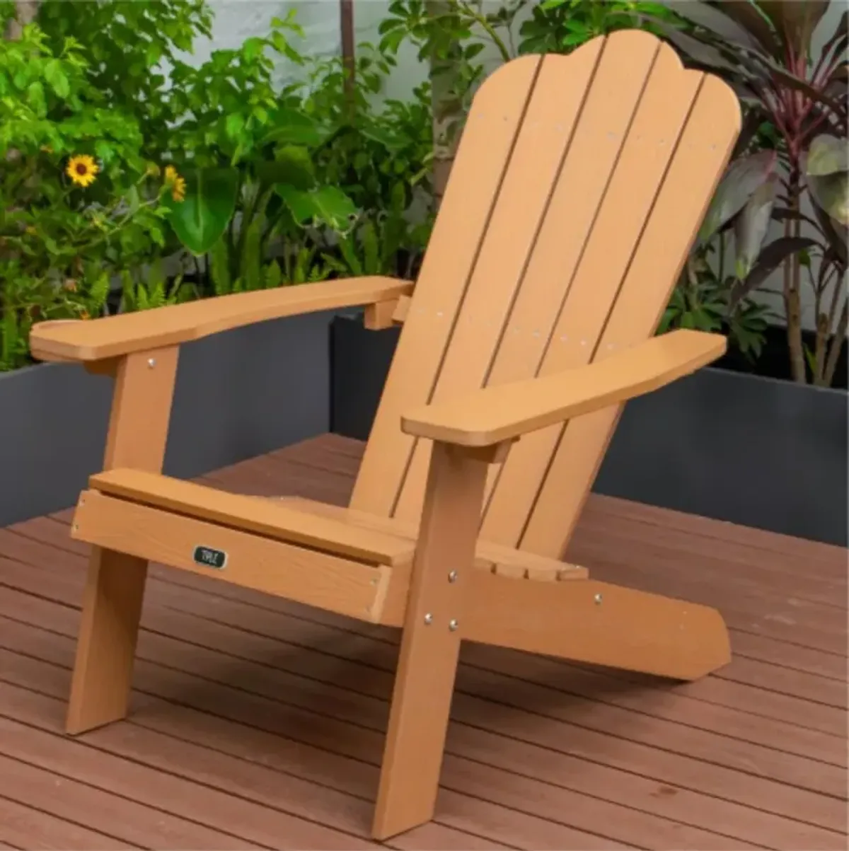 Adirondack Chair Backyard Outdoor Furniture Painted Seating with Cup Holder All-Weather and Fade-Resistant Plastic Wood for Lawn Patio Deck Garden Porch Lawn Furniture Chairs Brown