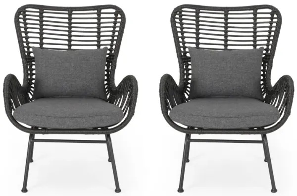Merax Open Rattan Weave Finish Dining Chair Set of 2