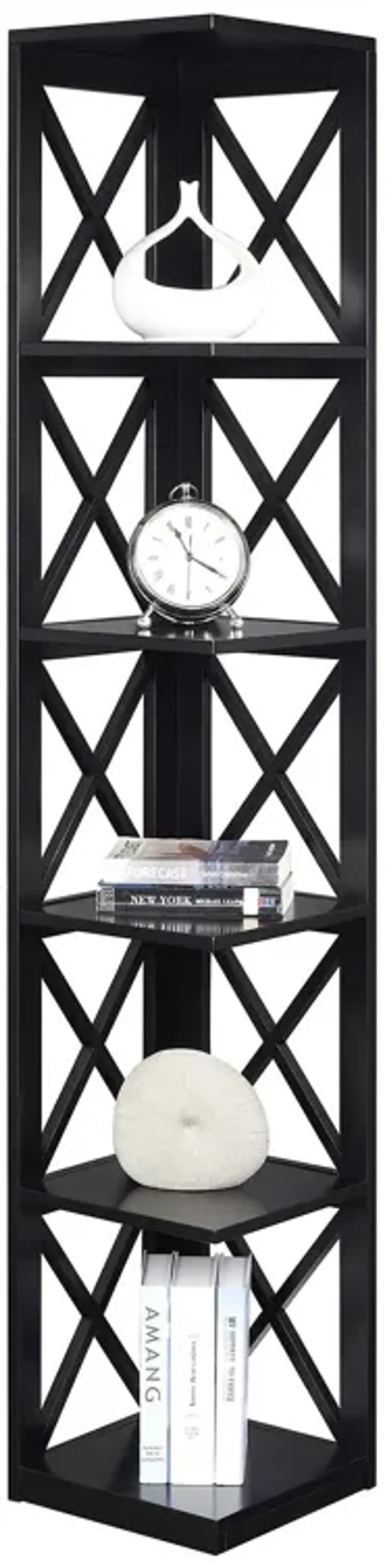 Convenience Concepts Oxford 5 Tier Corner Bookcase, Black