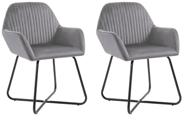 vidaXL Dining Chairs 2 pcs Gray Velvet