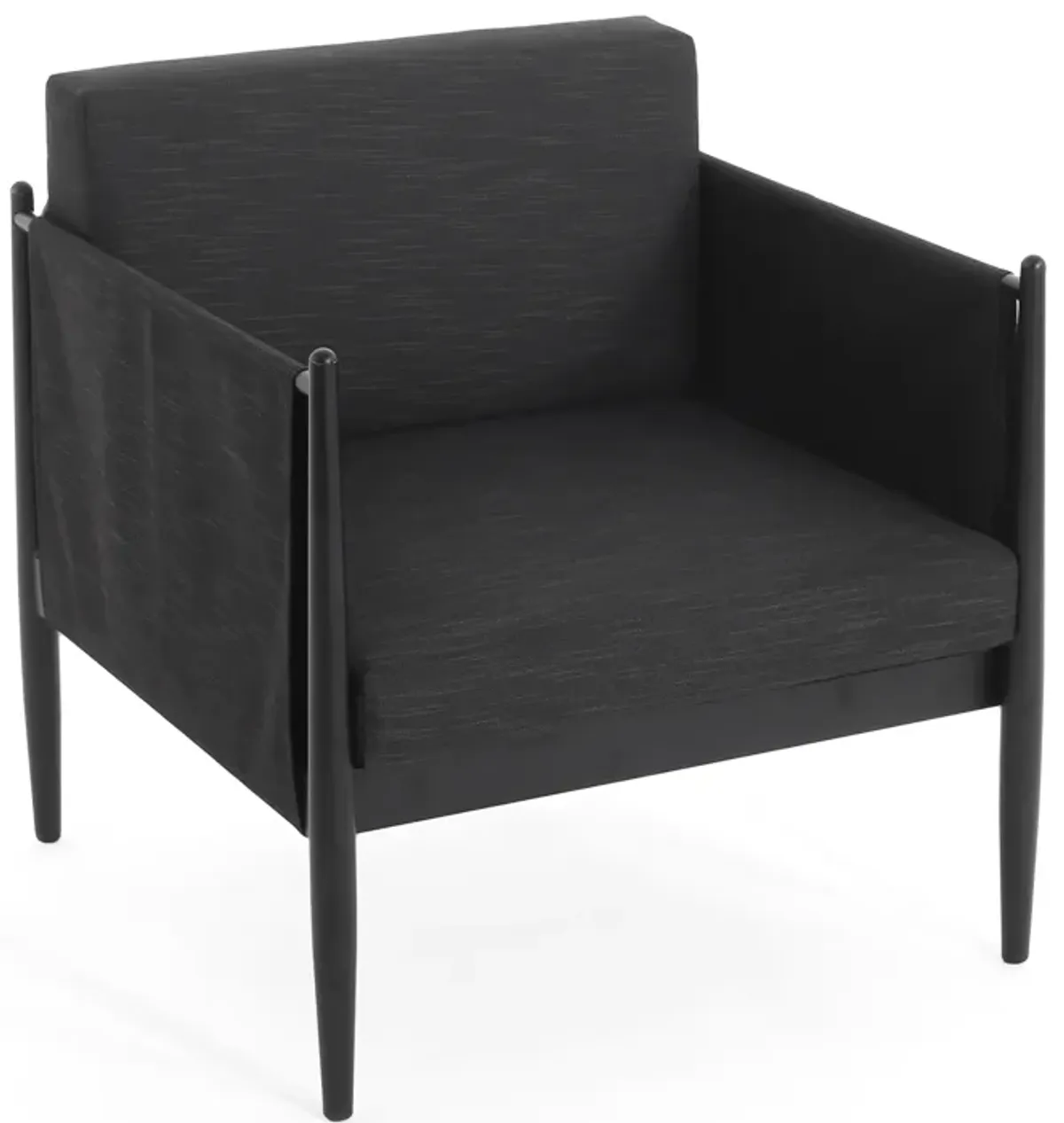 Jackie Outdoor Club Accent Chair, Black, Dark Gray Cushions, Aluminium