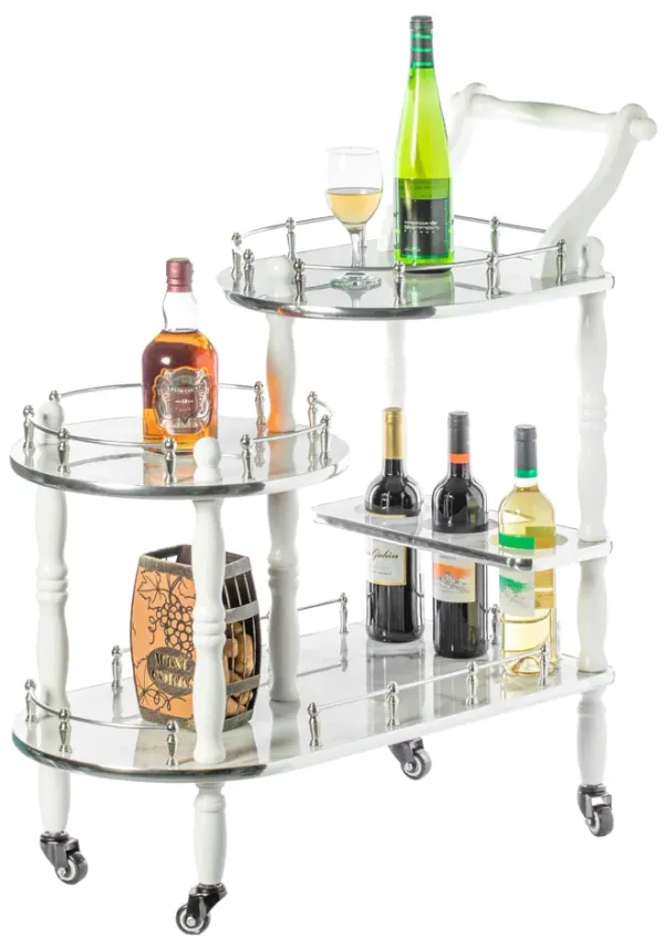 Serving Bar Cart Tea Trolley, 3 Tier Shelves on Rolling Wheels, Mobile Liquor Bar for Wine Beverage Dinner Party, Kitchen Storage Island Coffee Cabinet for Dining Living Room, Wood, Brown