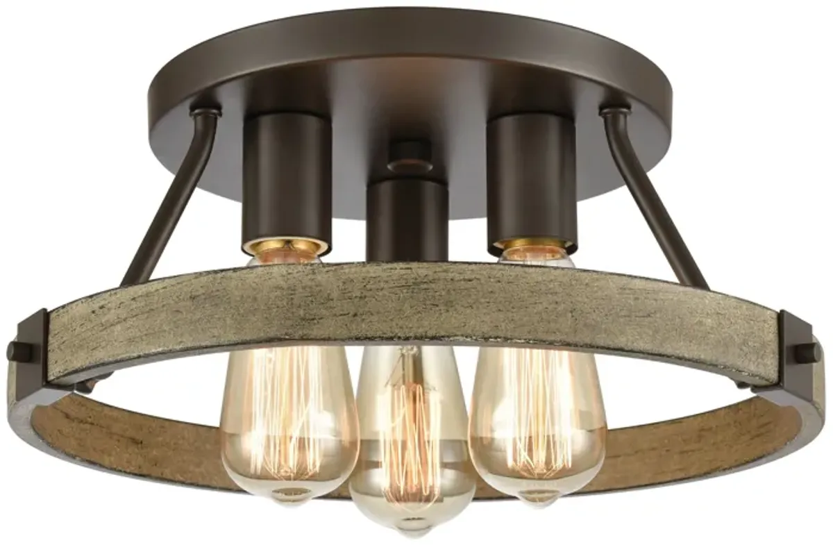 Transitions 14" wide 3 Light Semi Flush Mount