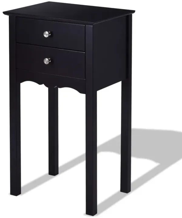 Elegant 2-Drawer End Table Nightstand Side Table in Wood Finish