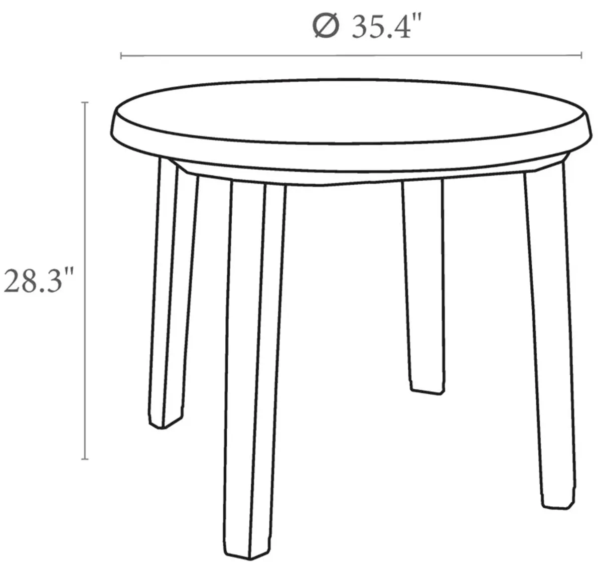 35.5" White Round Outdoor Patio Dining Table