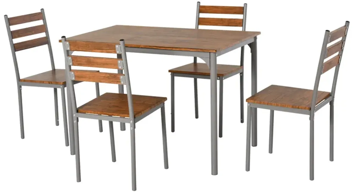 Brown Outdoor Dining: 5-Piece Wooden Counter Height Table Set