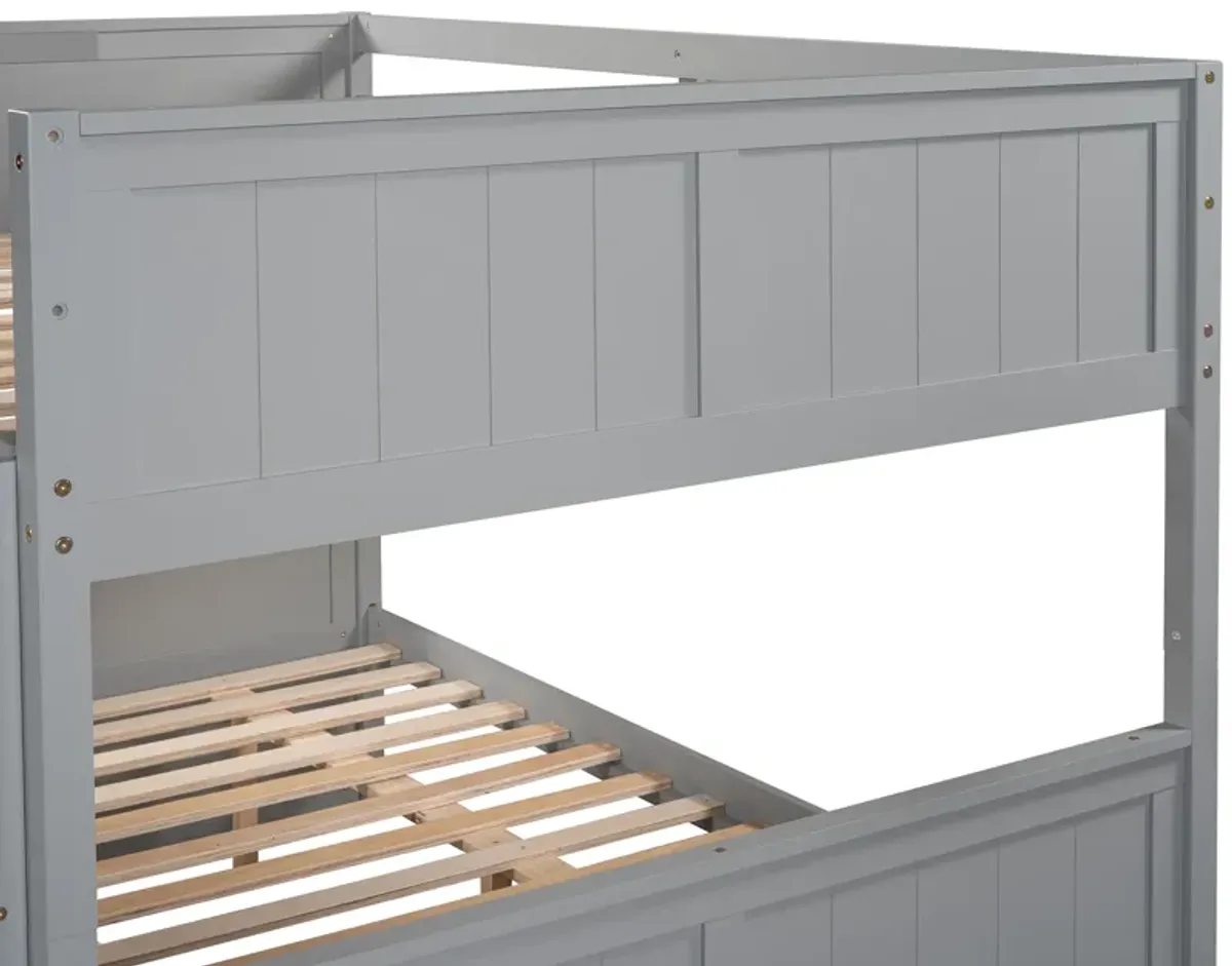 Merax Modern Solid Bunk Bed with Trundle
