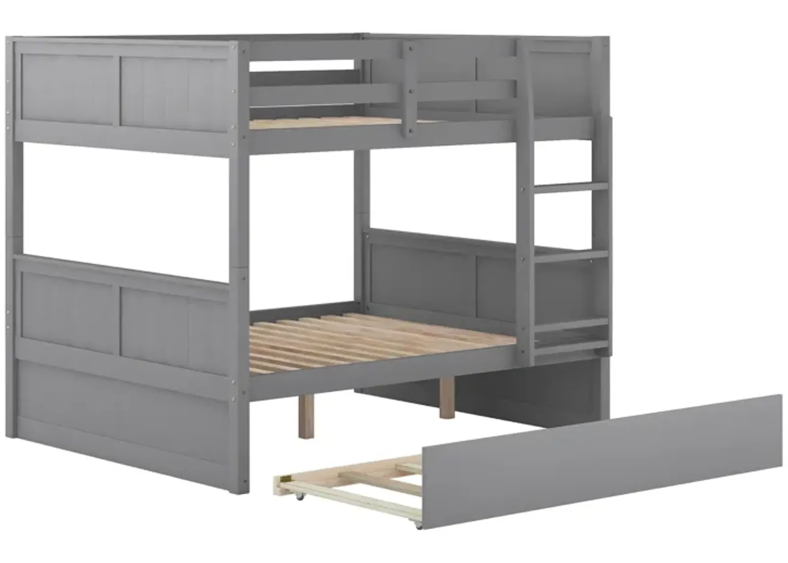 Merax Modern Solid Bunk Bed with Trundle