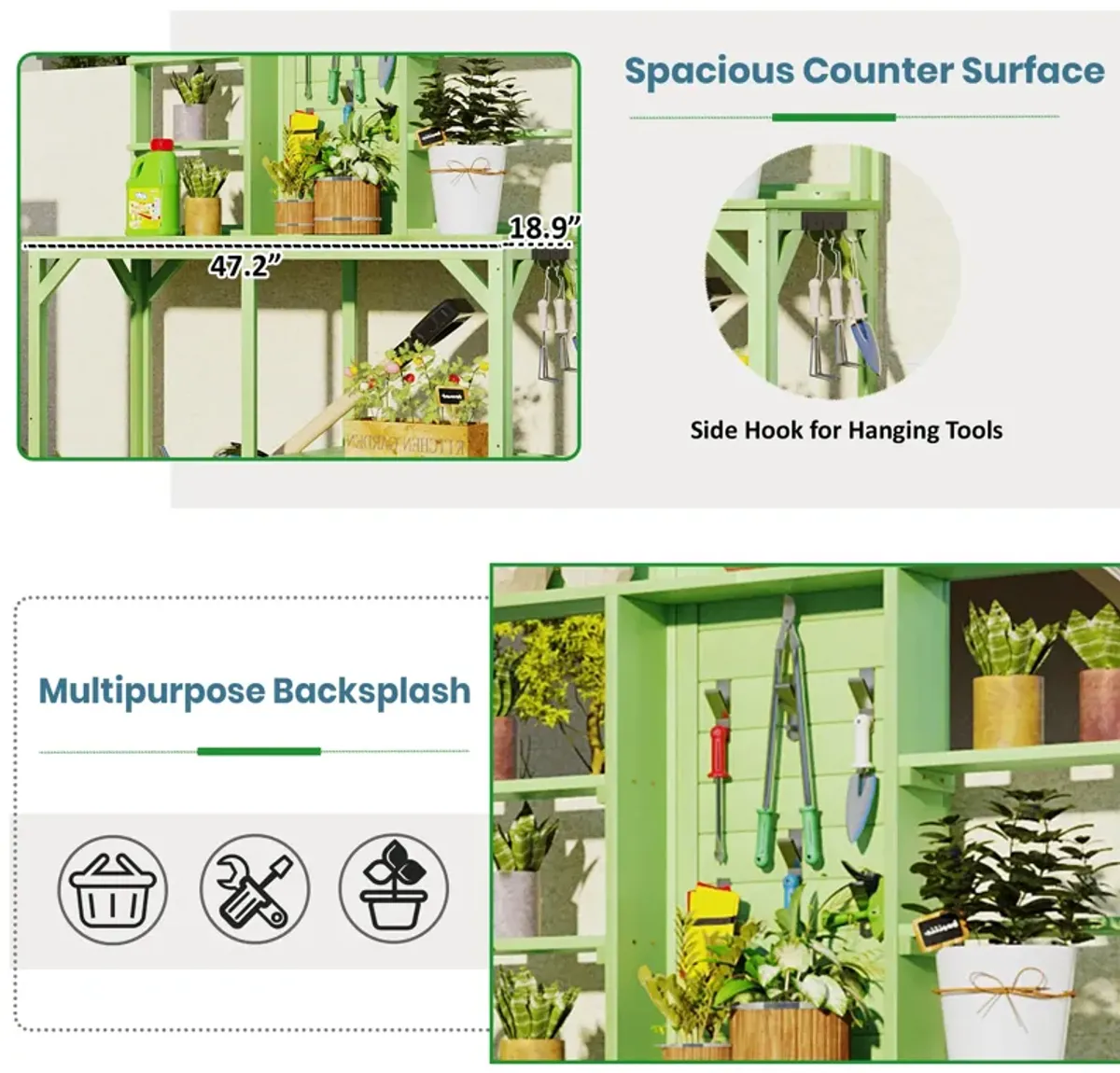 Merax Outdoor Potting Bench with 6-Tier Shelves