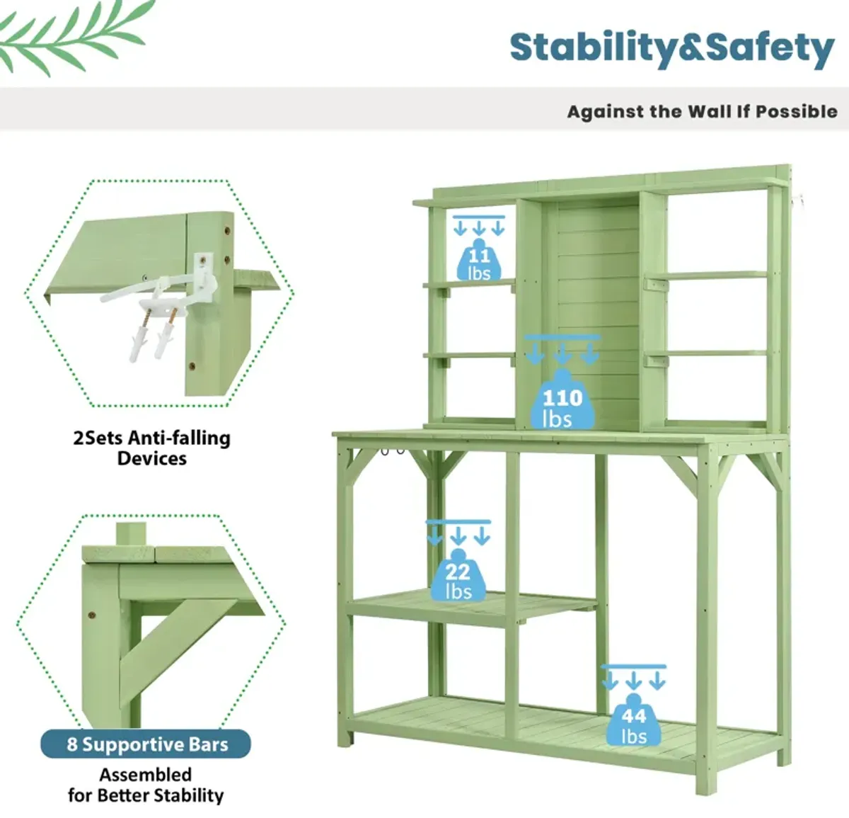 Merax Outdoor Potting Bench with 6-Tier Shelves