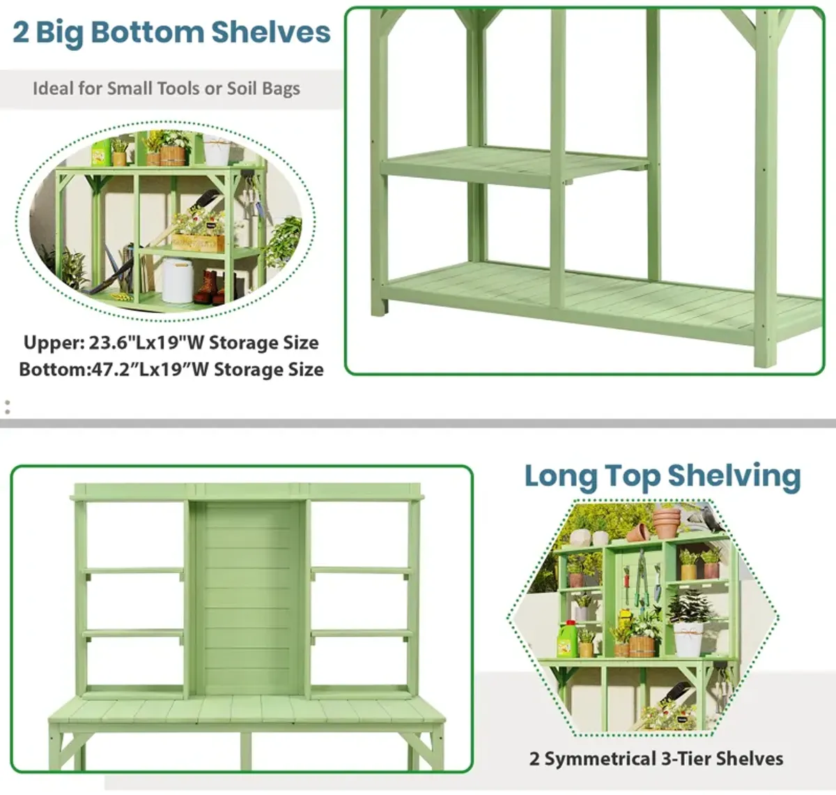 Merax Outdoor Potting Bench with 6-Tier Shelves