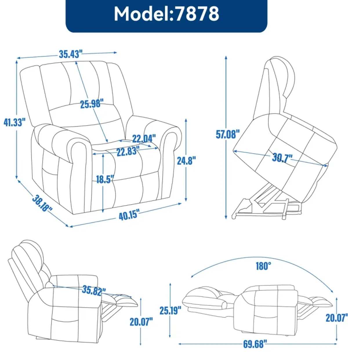 350 lbs Power Lift Recliner with Heat Massage