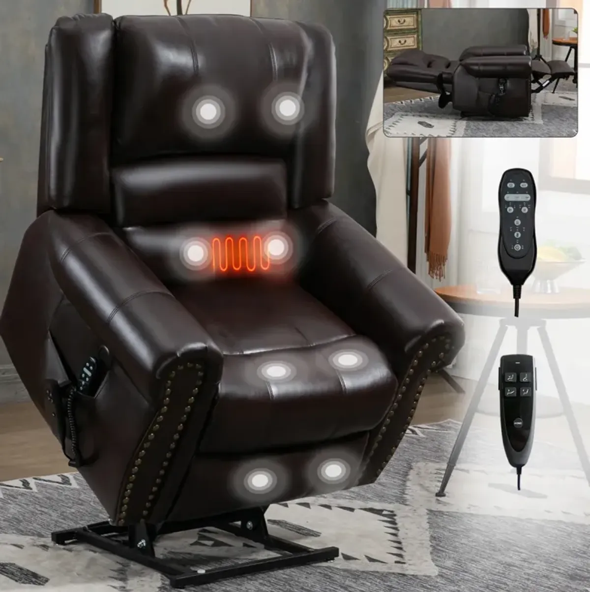 350 lbs Power Lift Recliner with Heat Massage