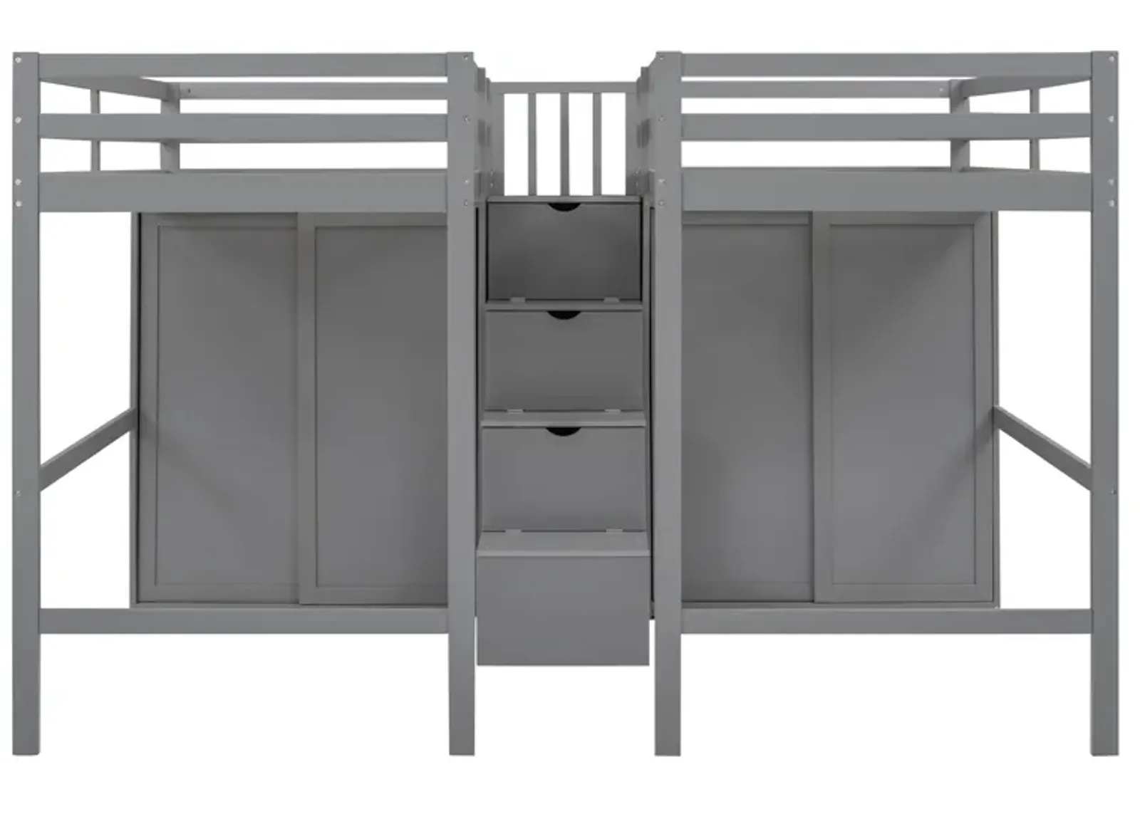 Merax Double Loft Beds with Wardrobes and Staircase