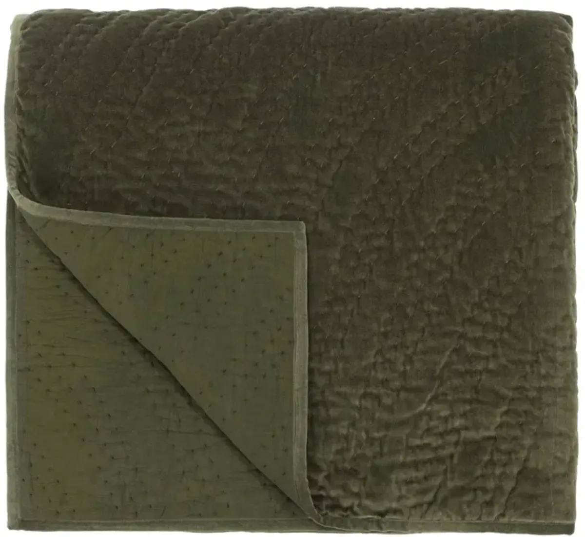 Elms Loden Green 4-Piece King Velvet Quilt Set