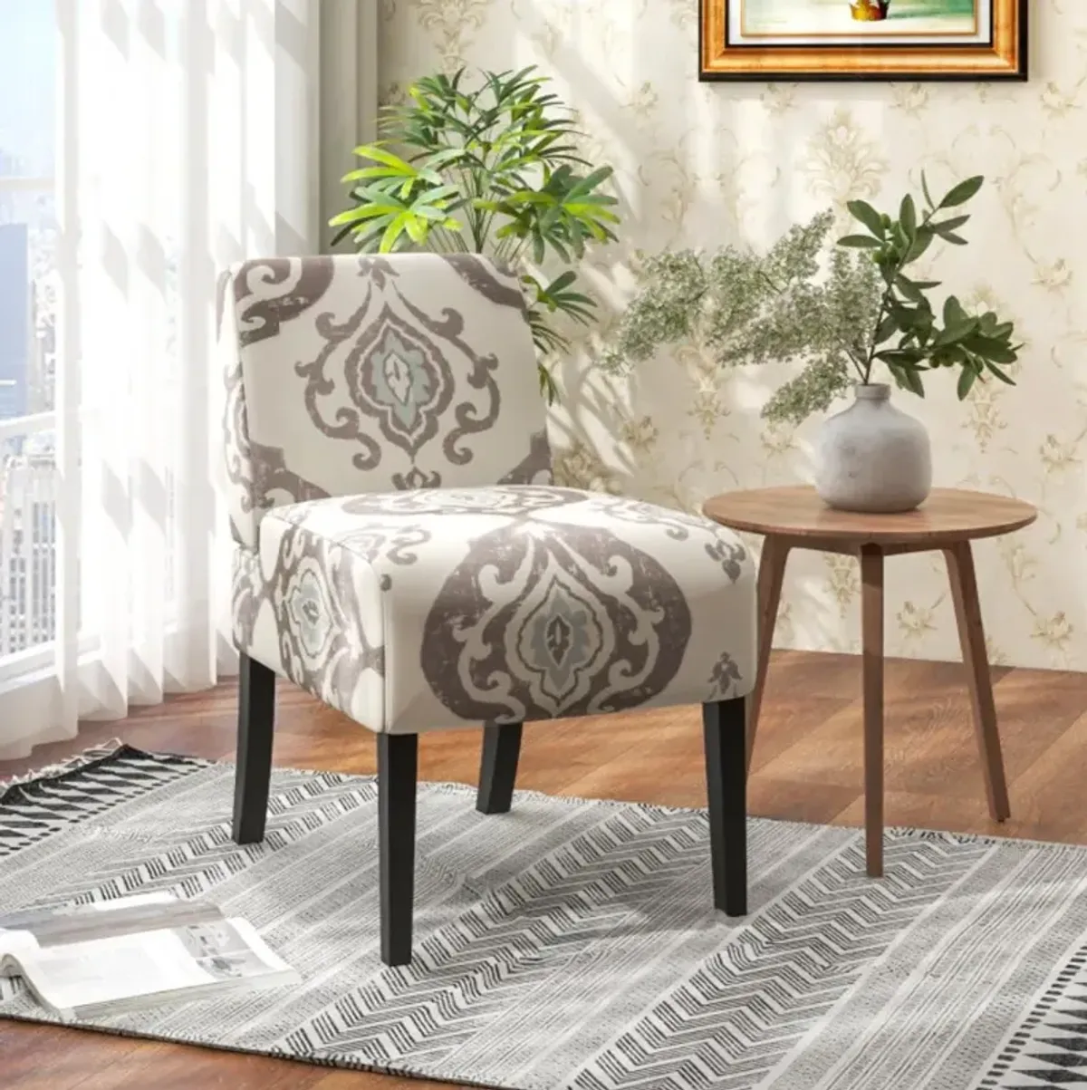 Hivvago Upholstered Living Room Chair with Rubber Wood Legs