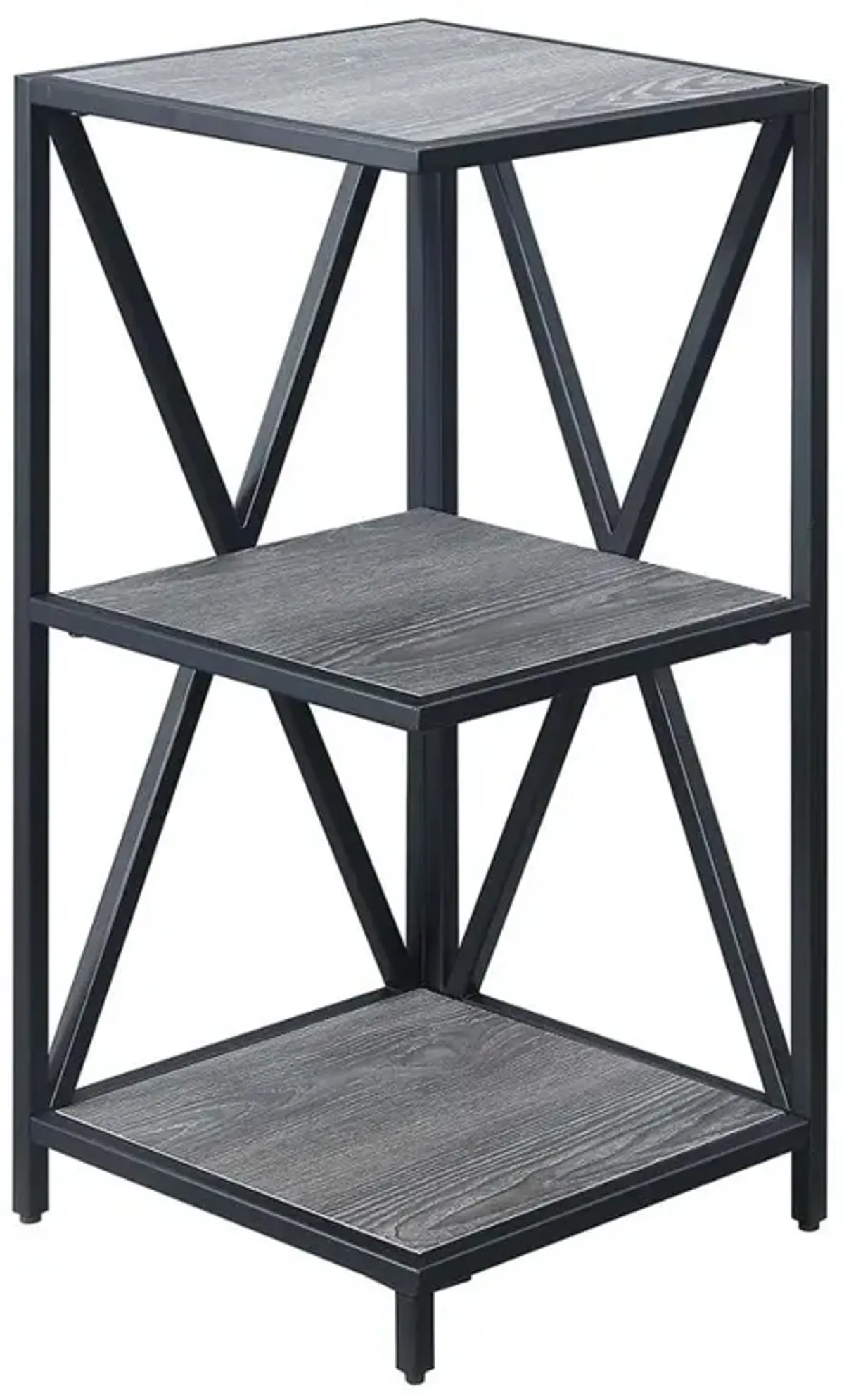 Convenience Concepts Tucson Metal 3 Tier Corner Bookcase, Weathered Gray/Black