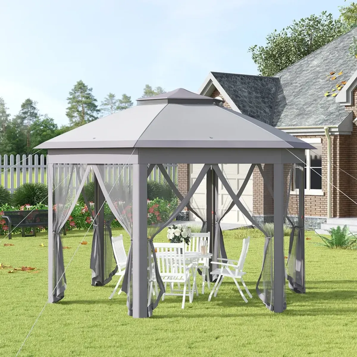 Gray Outdoor Pavilion: 13'x11' Pop Up Gazebo for Patio and Backyard