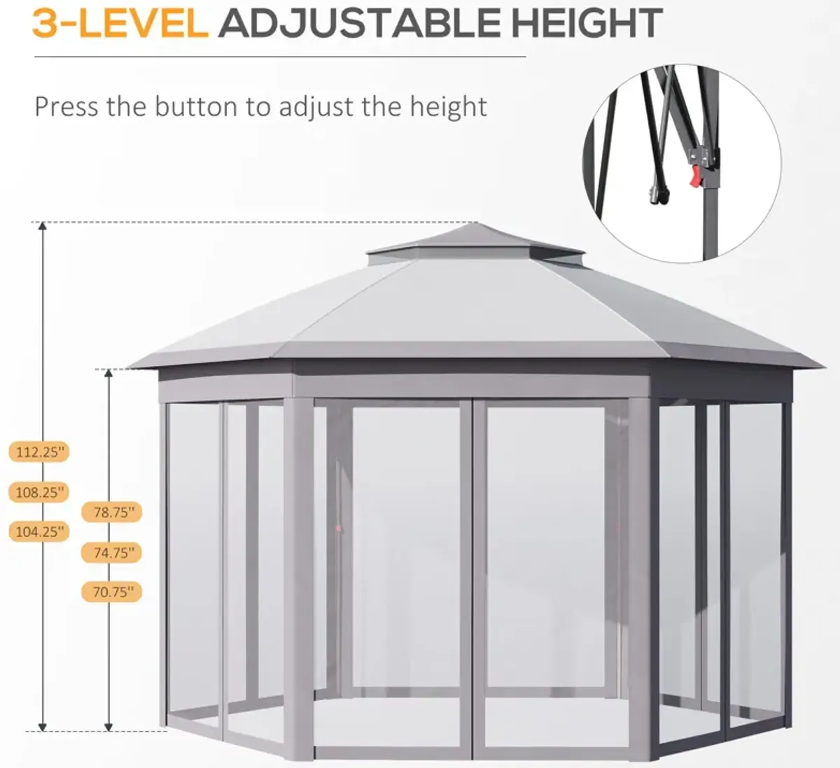 Gray Outdoor Pavilion: 13'x11' Pop Up Gazebo for Patio and Backyard