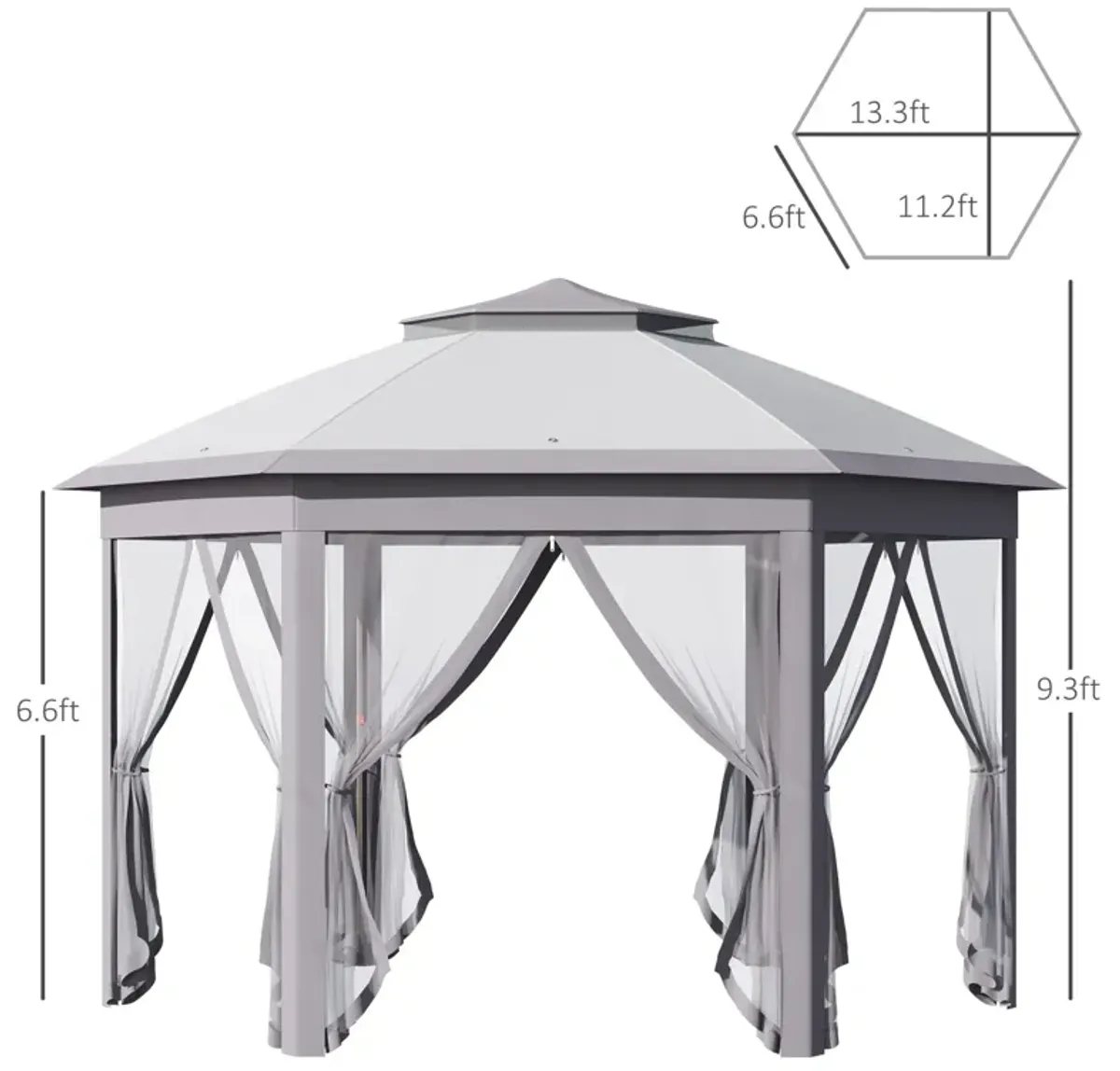 Gray Outdoor Pavilion: 13'x11' Pop Up Gazebo for Patio and Backyard