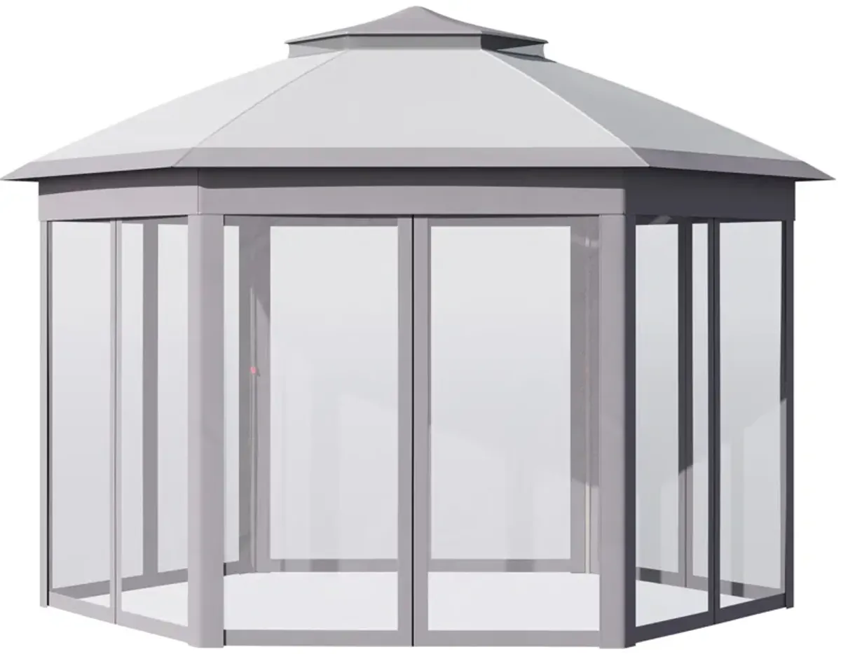 Gray Outdoor Pavilion: 13'x11' Pop Up Gazebo for Patio and Backyard