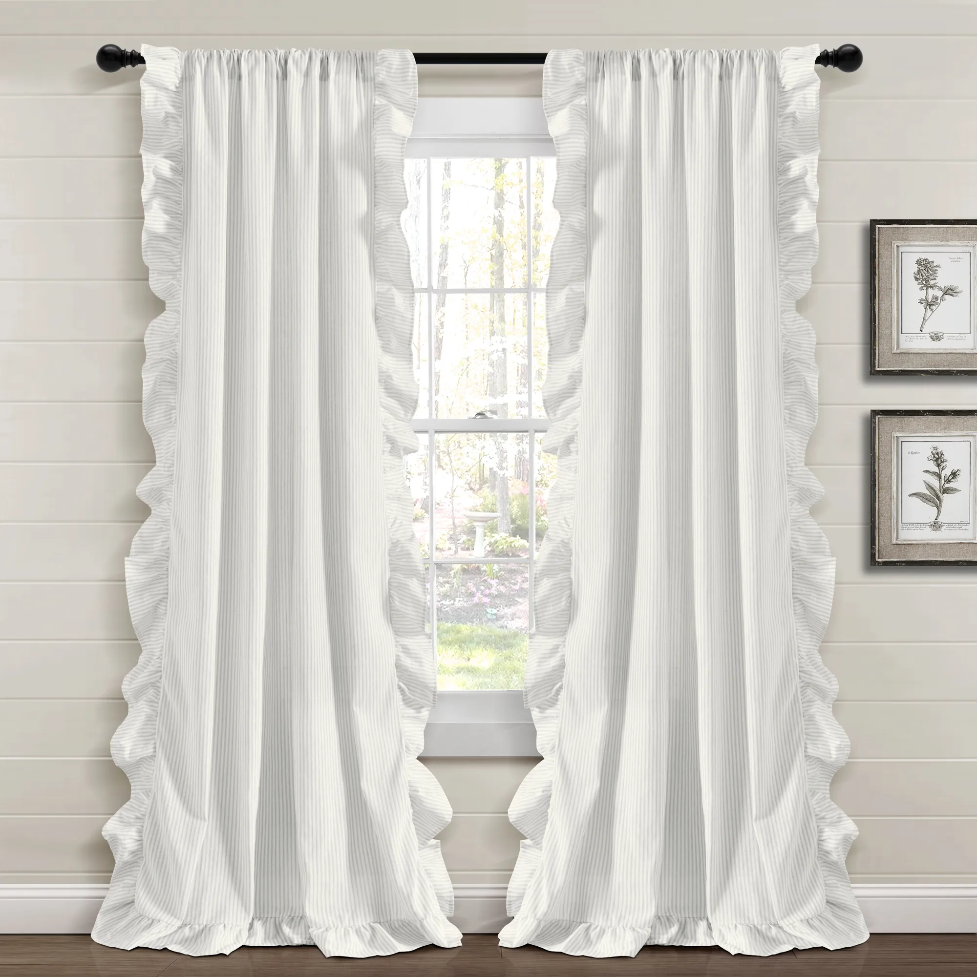 Farmhouse Reyna Ruffle Window Curtain Panels