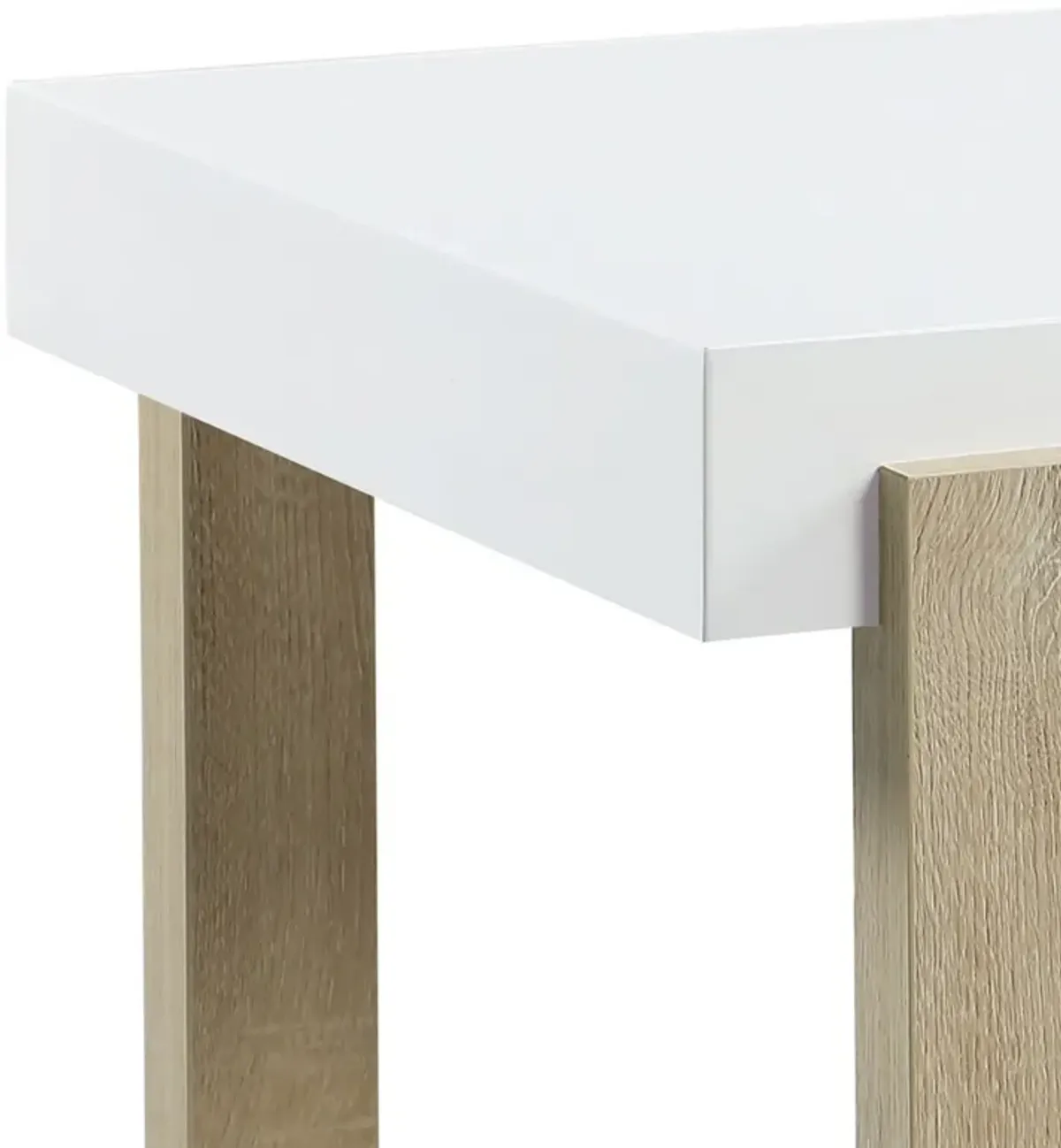 Shay 22 Inch Side End Table, Thick Rectangular Tabletop, High Gloss White-Benzara