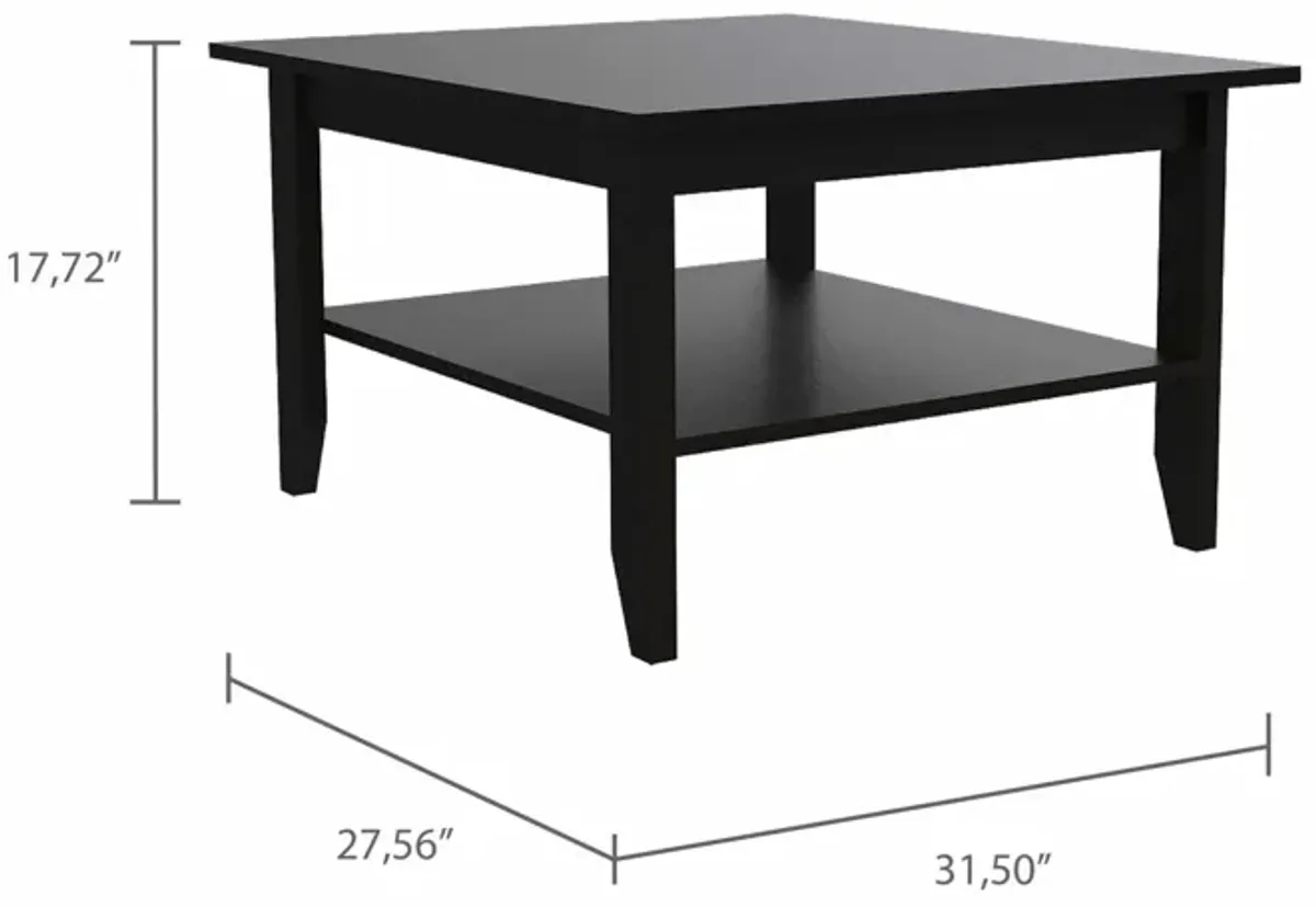 Hivvago Modern Jet Black Coffee Table with Shelf