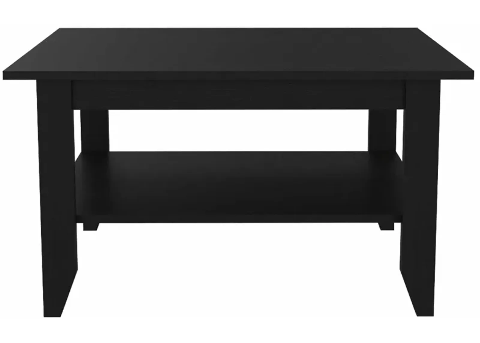 Hivvago Modern Jet Black Coffee Table with Shelf