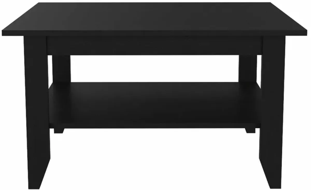 Hivvago Modern Jet Black Coffee Table with Shelf