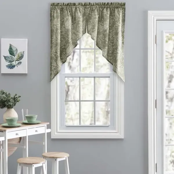 Ellis Curtain Lexington Leaf Pattern on Colored Ground Tailored Valance