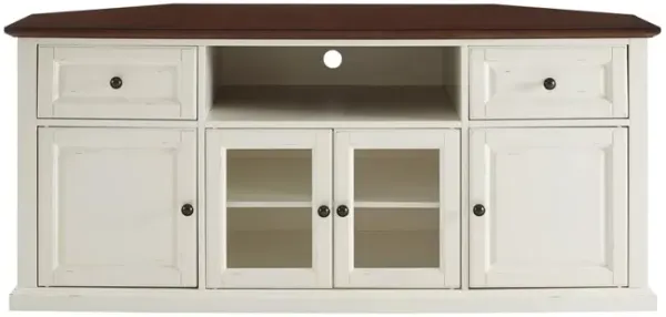 Crosley Furniture 60 Corner Tv Stand Distressed White