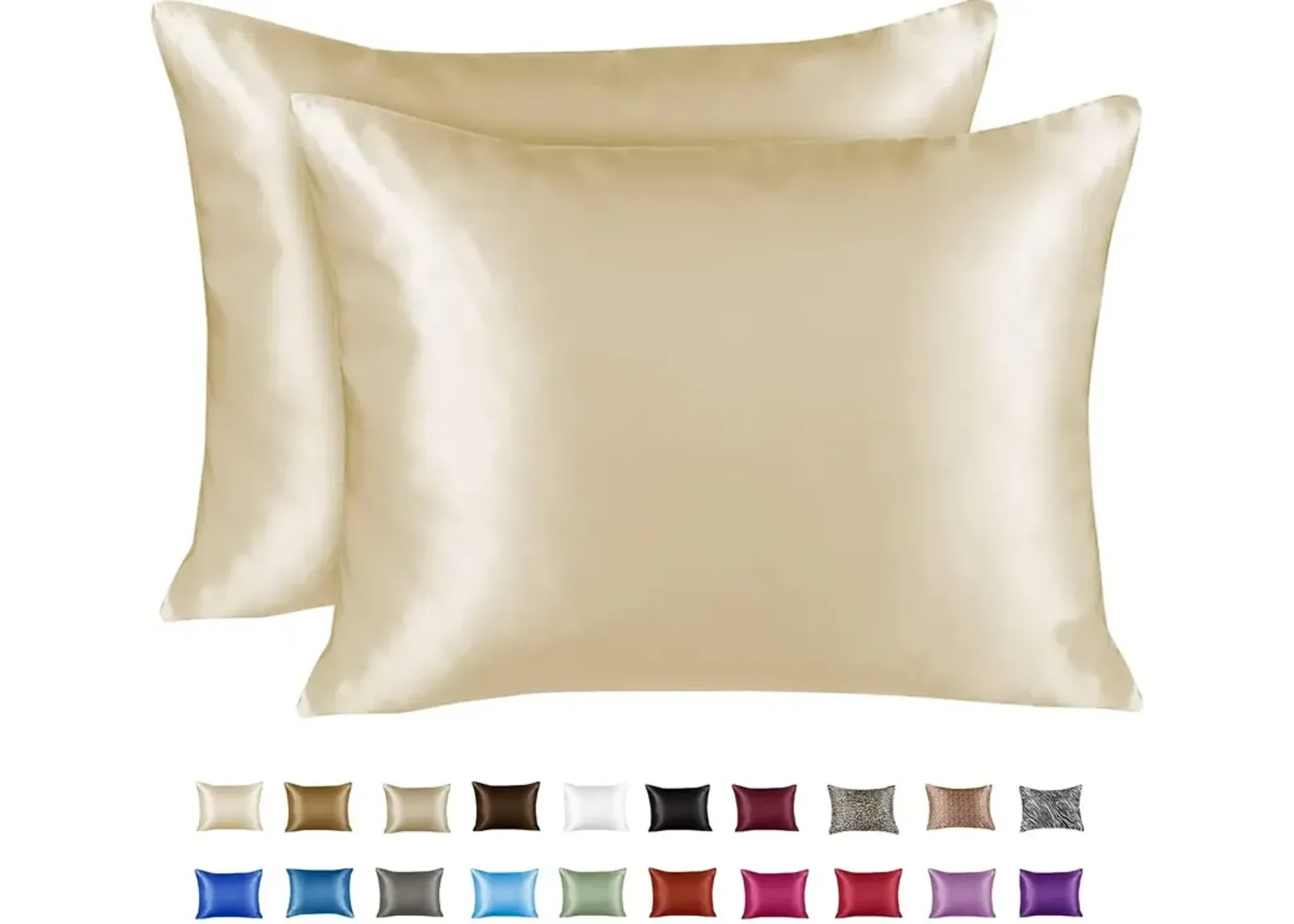 Satin Pillow Case with Zipper - Luxury Pillow Cover (Pillowcase Set of 2)