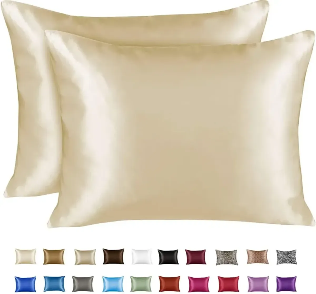 Satin Pillow Case with Zipper - Luxury Pillow Cover (Pillowcase Set of 2)