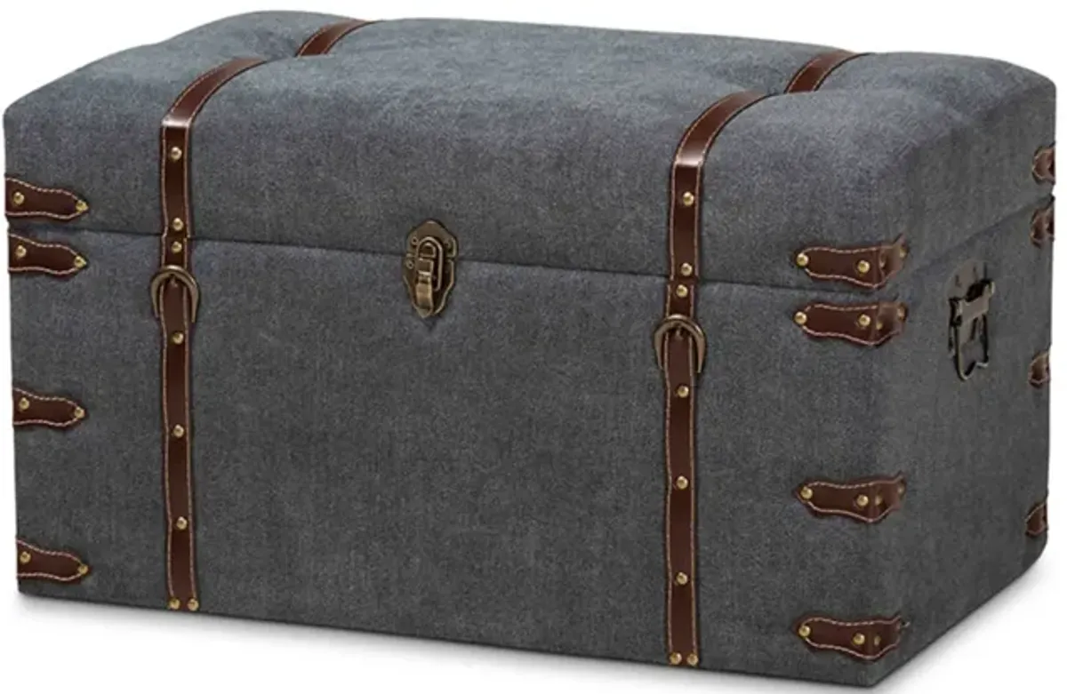 Baxton Studio Palma Modern and Contemporary Transitional Grey Fabric Upholstered Storage Trunk Ottoman