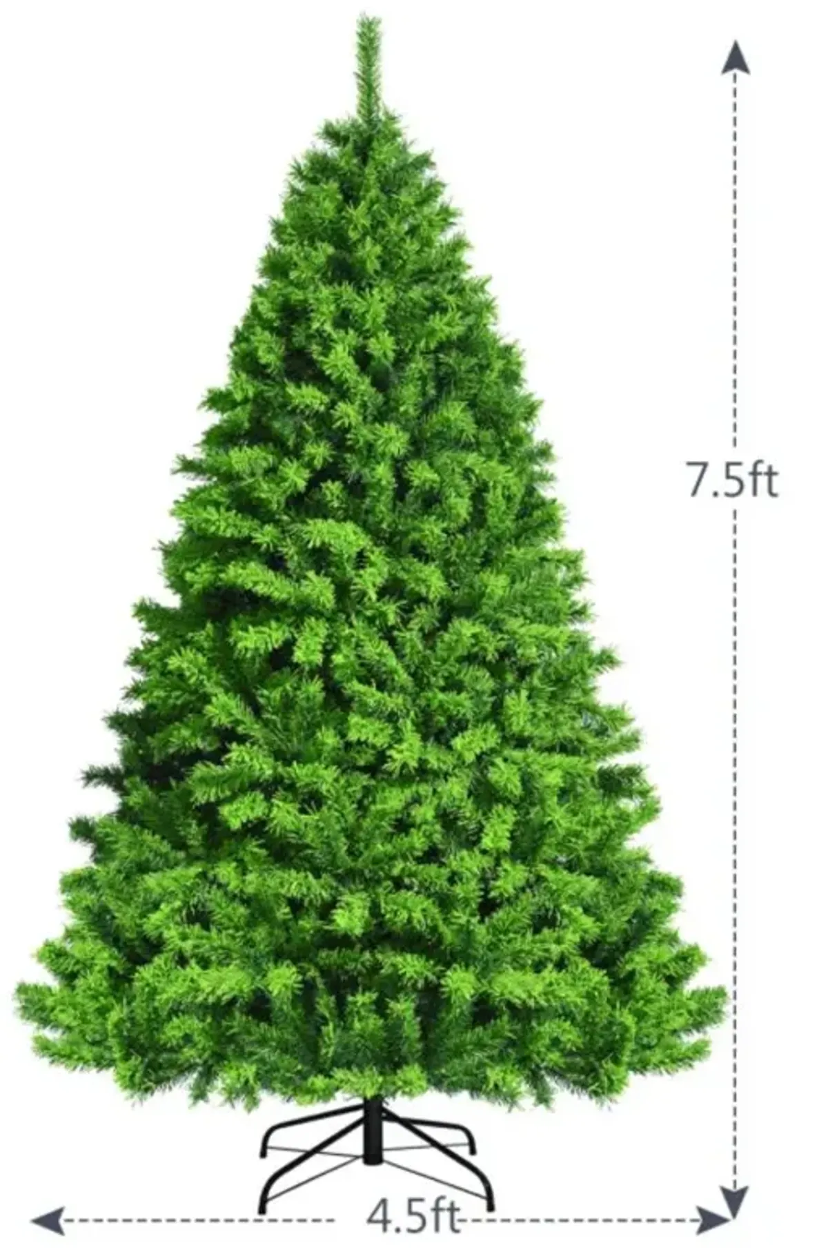 Hivvago 4.5/6.5/7.5 Feet Unlit Artificial Christmas Tree with Metal Stand