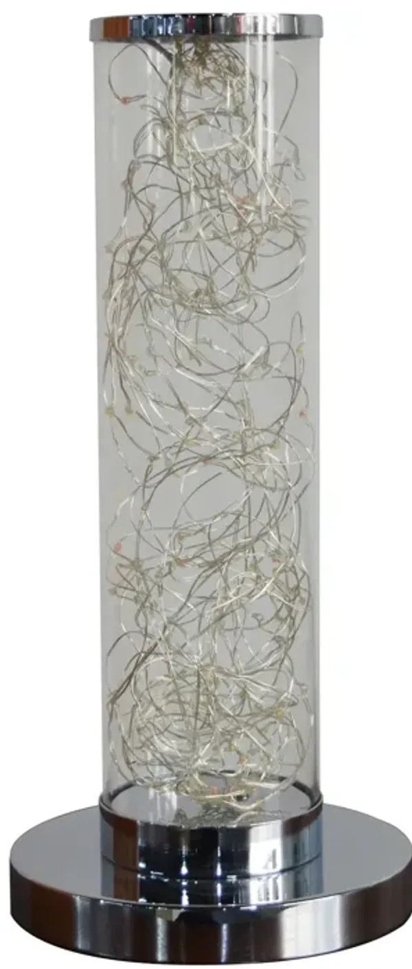 Column Table Lamp with Integrated Multicolored LED, Clear - Benzara
