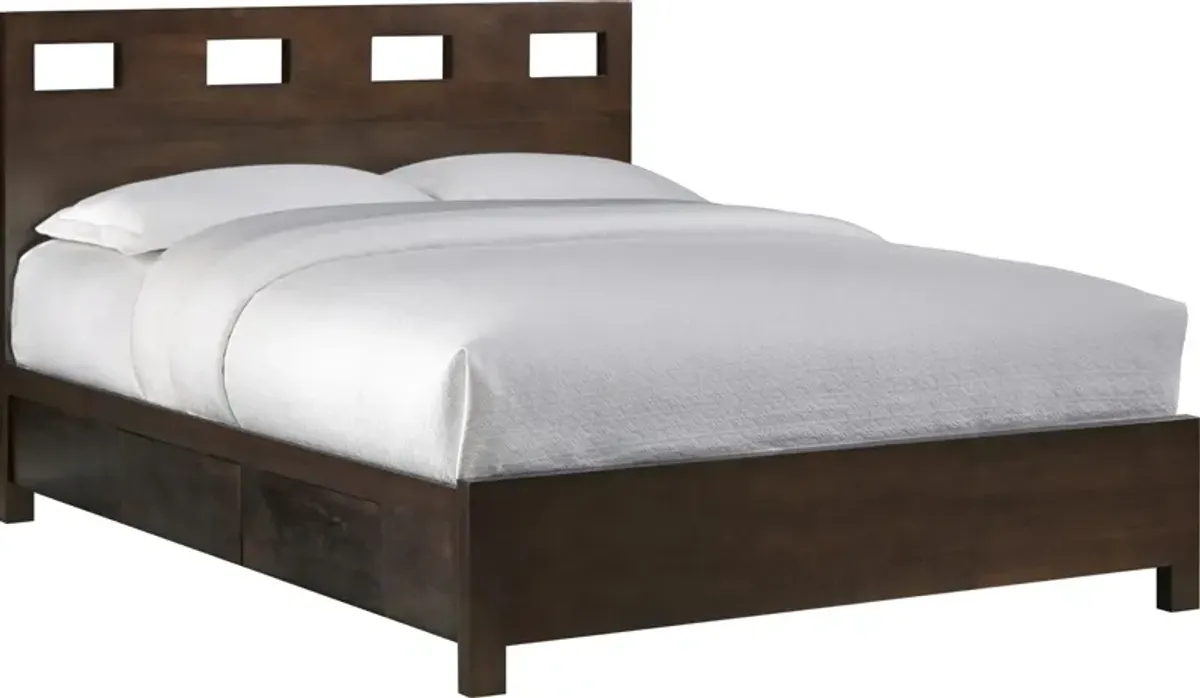 Riva King-size Platform Storage Bed in Chocolate Brown