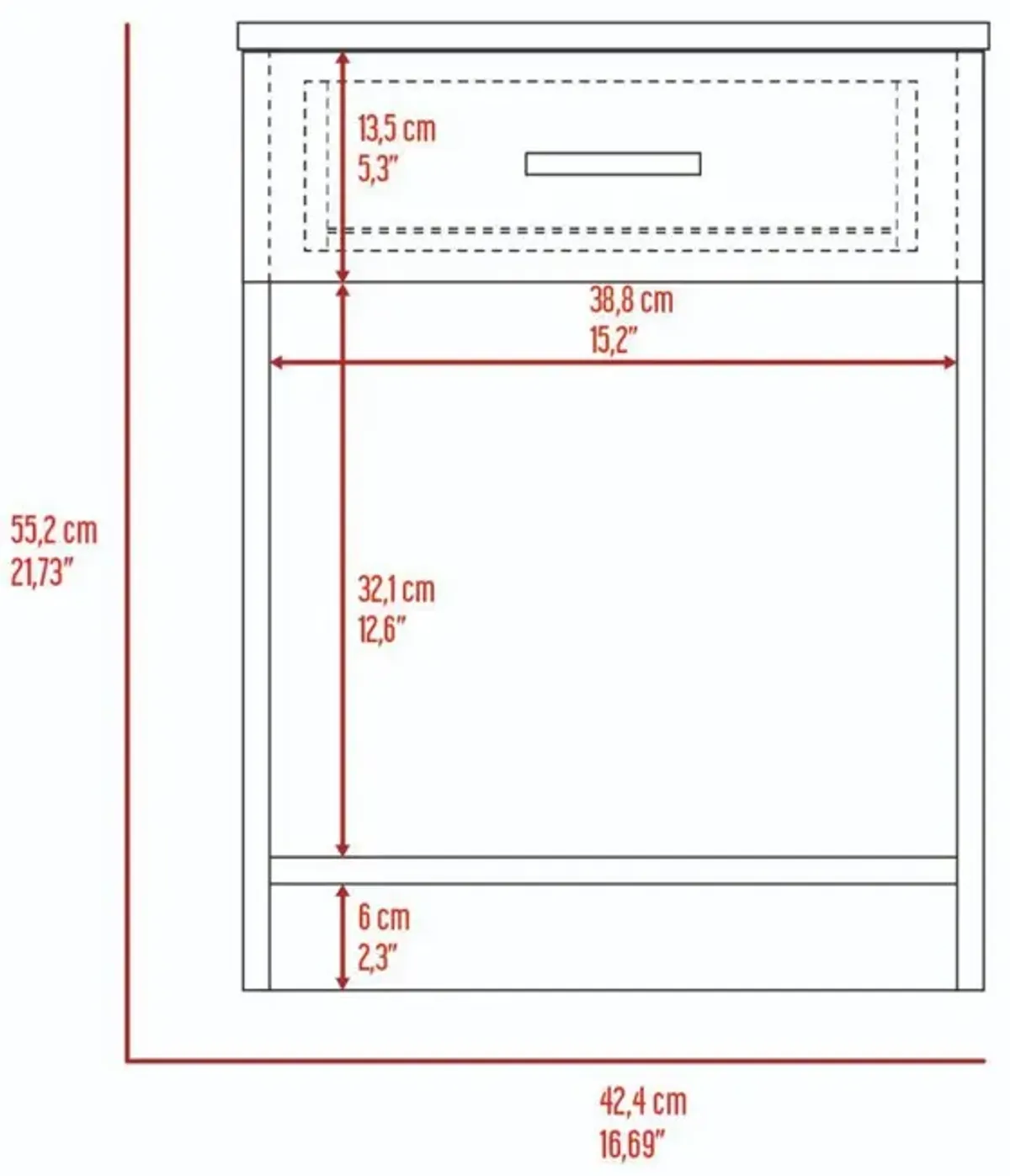 DEPOT E-SHOP Beryl Nightstand, One Drawer, Low Shelf, Countertop-Light Grey, For Bedroom