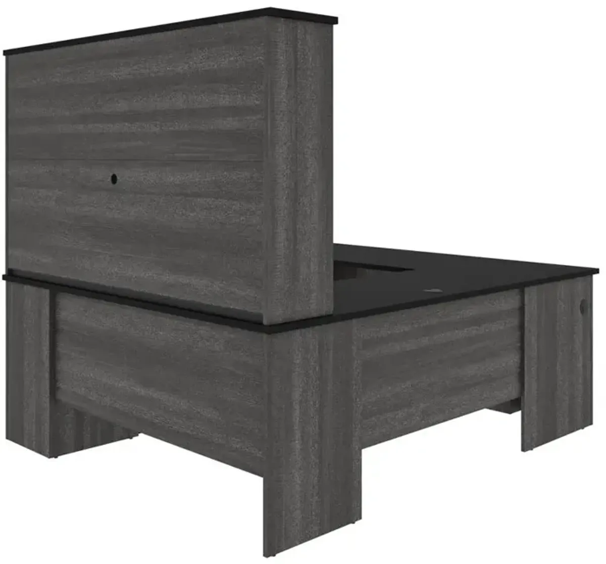 Bestar Norma Norma U-shaped workstation with hutch - Black & Bark Gray