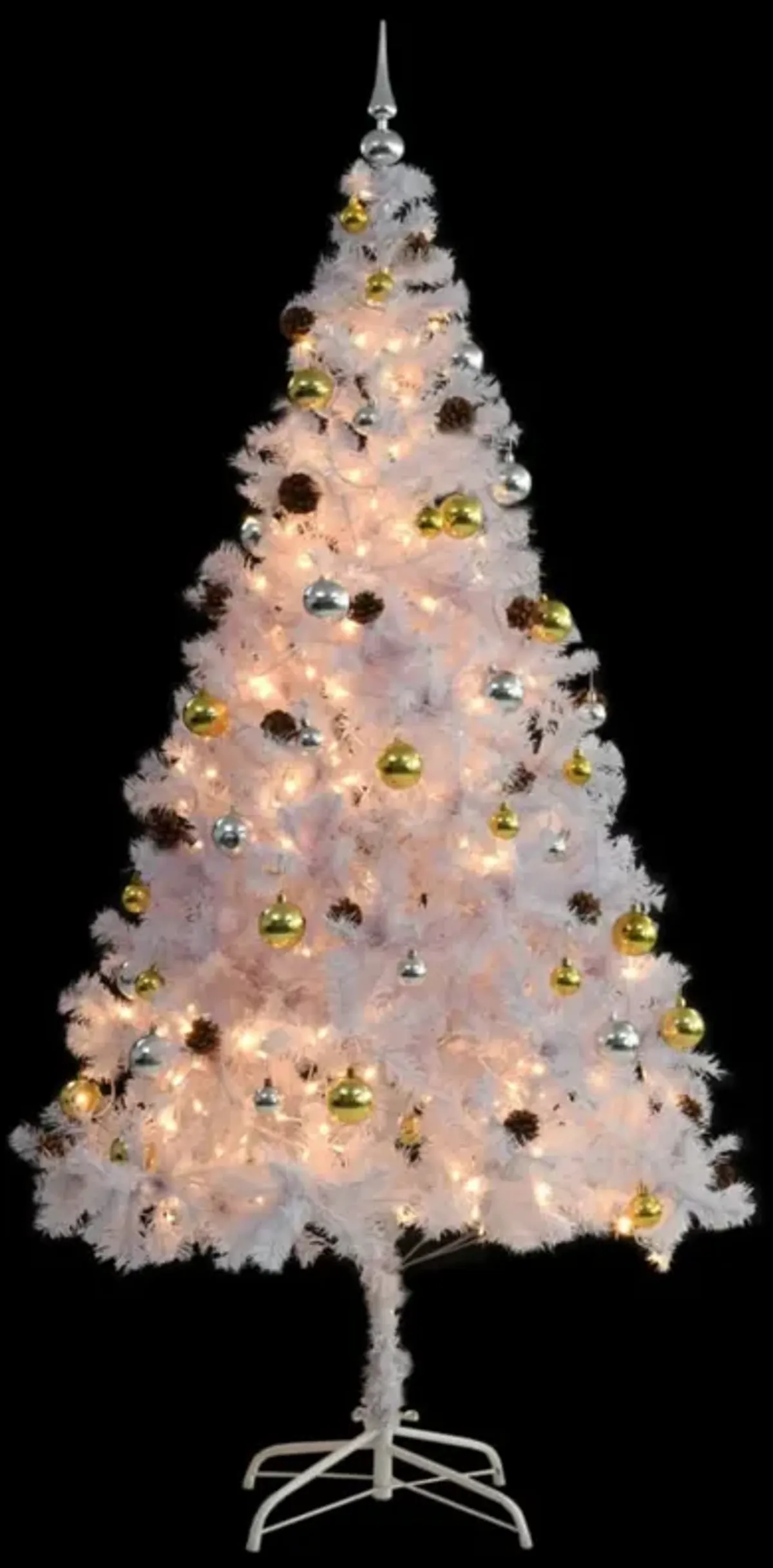 vidaXL Artificial Christmas Tree with Baubles and LEDs White 82.7"