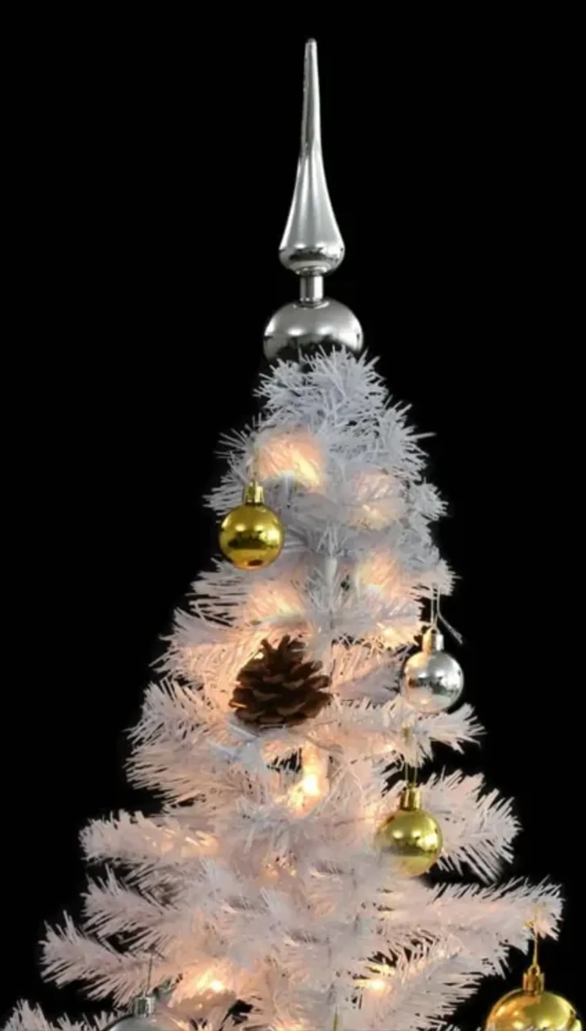 vidaXL Artificial Christmas Tree with Baubles and LEDs White 82.7"