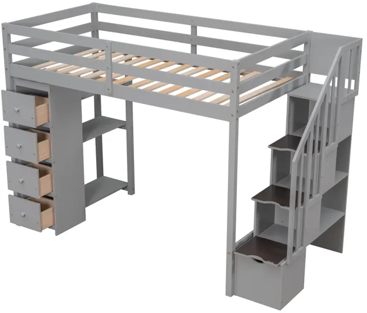 Merax Twin size Loft Bed with Storage Drawers and Stairs