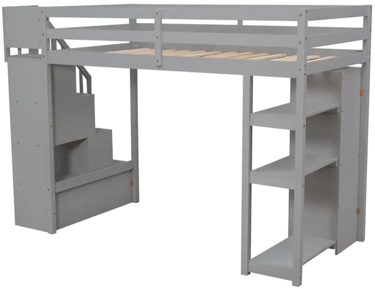 Merax Twin size Loft Bed with Storage Drawers and Stairs