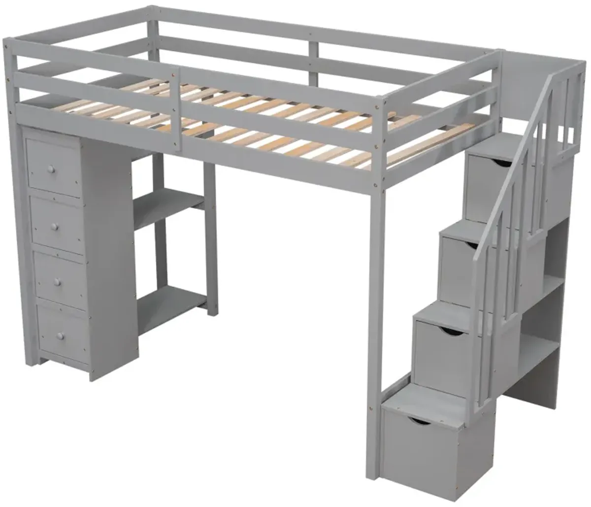 Merax Twin size Loft Bed with Storage Drawers and Stairs