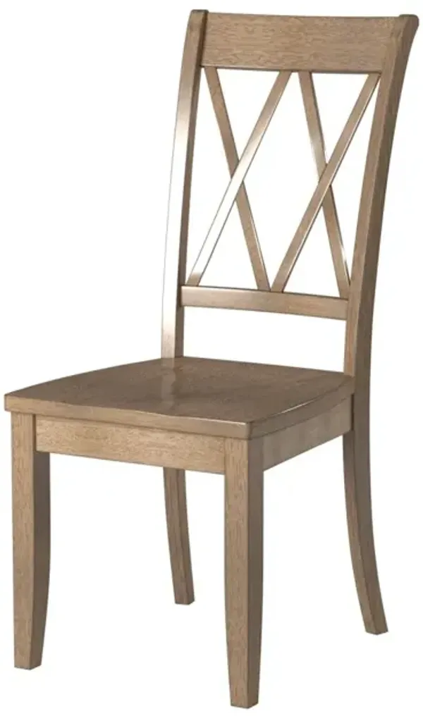 Casual Finish Side Chairs Set of 2 Pine Veneer Transitional Double-X Back Design Dining Room Furniture