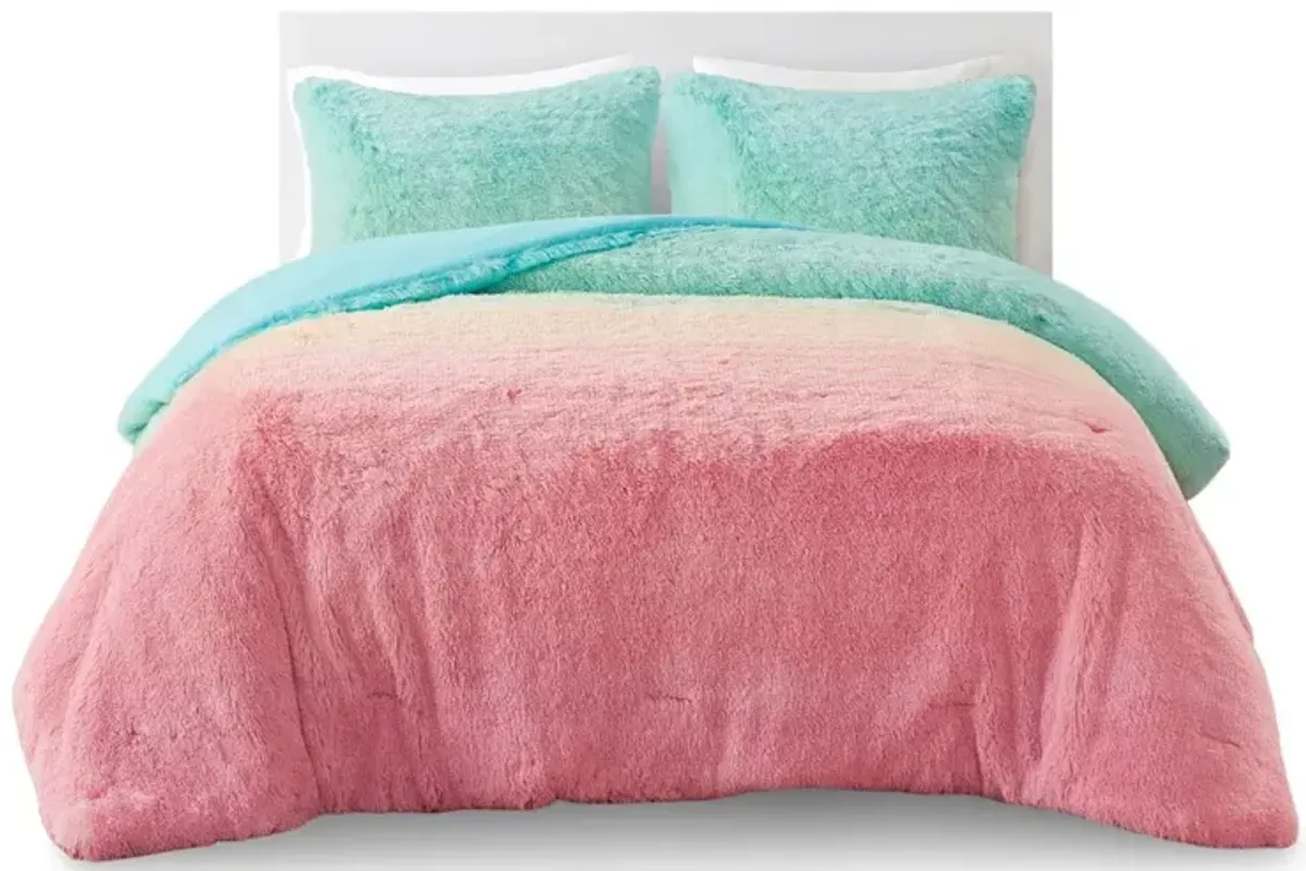 Gracie Mills Herman Ombre Shaggy Faux Fur Comforter Set