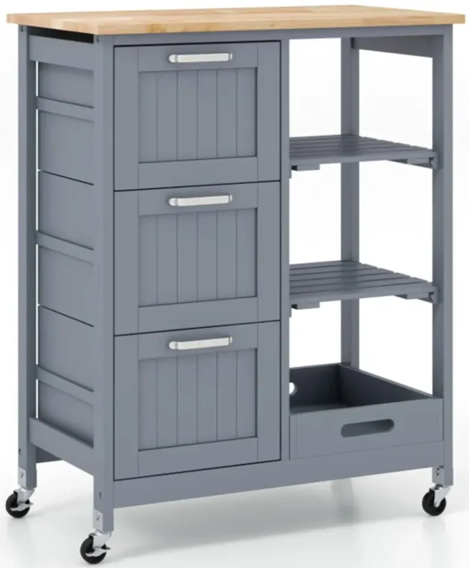 Hivvago Rolling Kitchen Island Utility Storage Cart with 3 Large Drawers